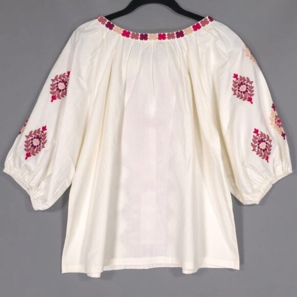 NWT Anthropologie SOLITAIRE LARGE Cream Embroidered Top Hand-Made by Artisans - Picture 3 of 11
